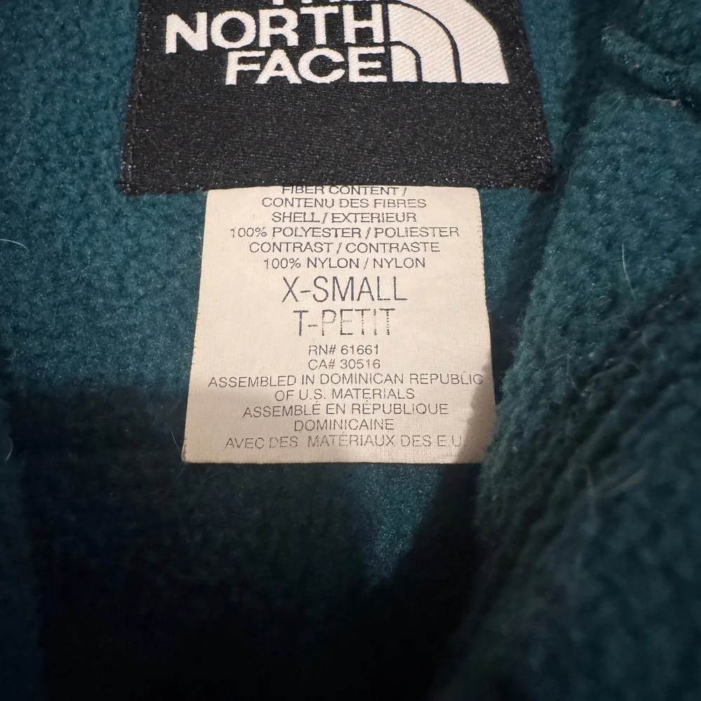 Vintage North Face Denali Fleece Vest Green Black Zip up Gorpcore granola XS pet